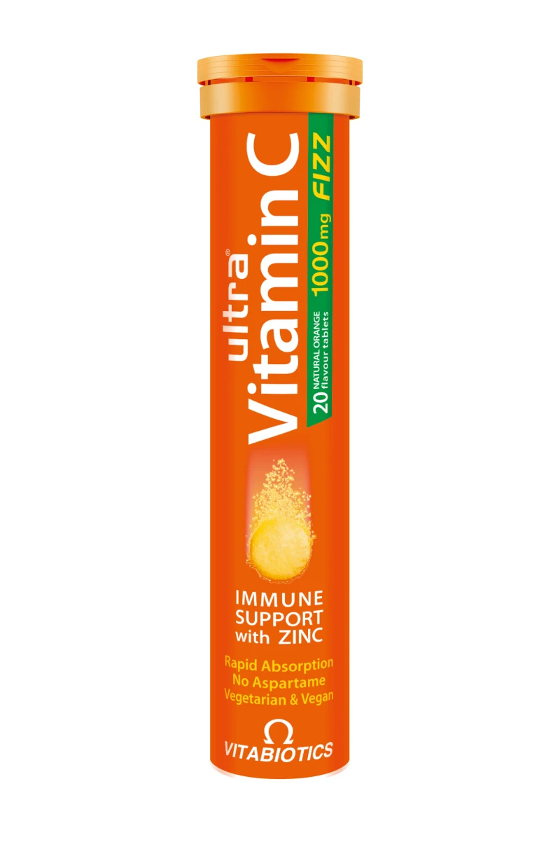 36b8bbf88608e0b6f6470a412d47eaf6.jpg Vitabiotics Ultra Vitamin C 1000mg Fizz with Zinc 20 Aναβράζοντα Δισκία με Γεύση Πορτοκάλι - Image 1