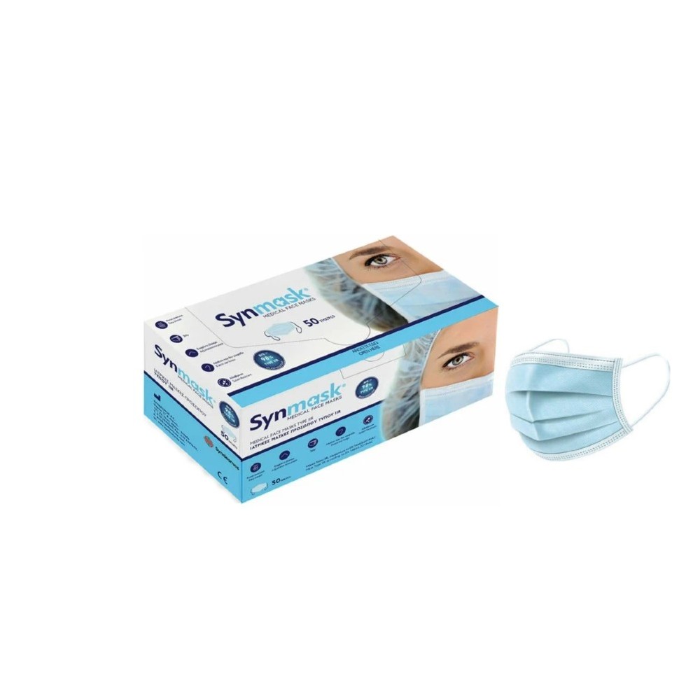 5205056419140 SynMask Μάσκες Χειρουργικές 3ply Type IRR BFE> 98% με Λάστιχο, 50τεμ - Image 1