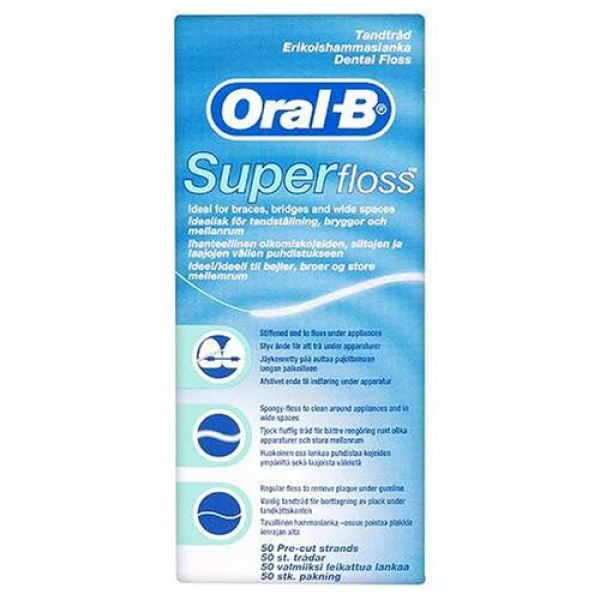 f37177d47ee125b462e73010e419e40f.jpg (1) Oral-B Super Floss Μεσοδόντια Νήματα 50τμχ - Image 1