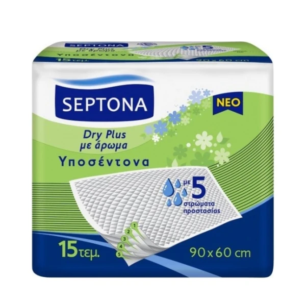 c90891c520980026f62e3e8b80024cc3.jpeg Septona Dry Plus Υποσέντονα με Άρωμα 60 x 90cm 15τμχ - Image 1