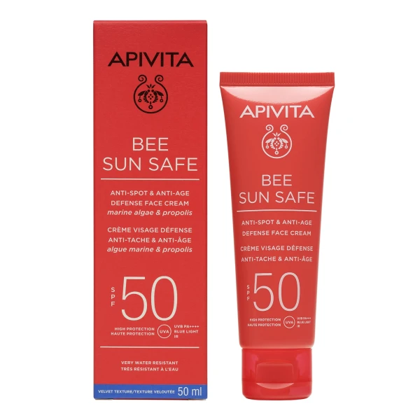 9436cc7ce4cd828f9cf8e215923e4500.jpg Apivita Bee Sun Safe Anti-spot & Anti-age Spf50 Defense Face Cream 50ml - Image 1