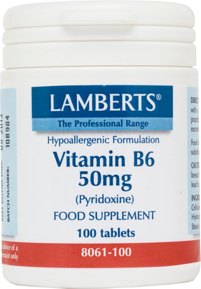 7c1a883ddcec4327c50daa576ec26225.png LAMBERTS B-6 50MG 100TABS (PYRIDOXINE) - Image 1
