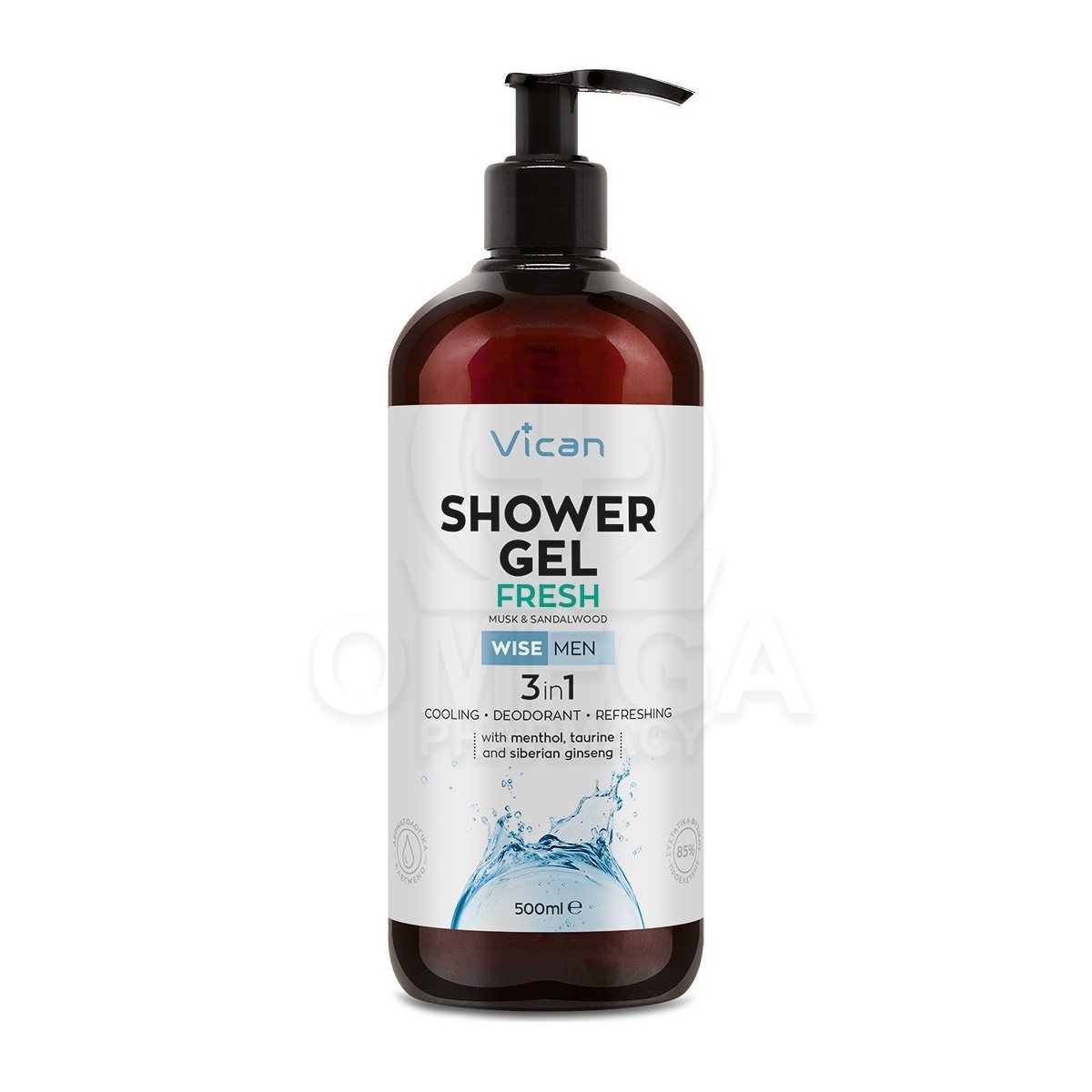 vican-wise-men-shower-gel-fresh-3-in-1-musk-500ml VICAN Wise Men Shower Gel Fresh 3 in 1 Ανδρικό Αφρόλουτρο για Αίσθηση Φρεσκάδας & Δροσιάς με Άρωμα Σανταλόξυλου & Musk 500ml - Image 1