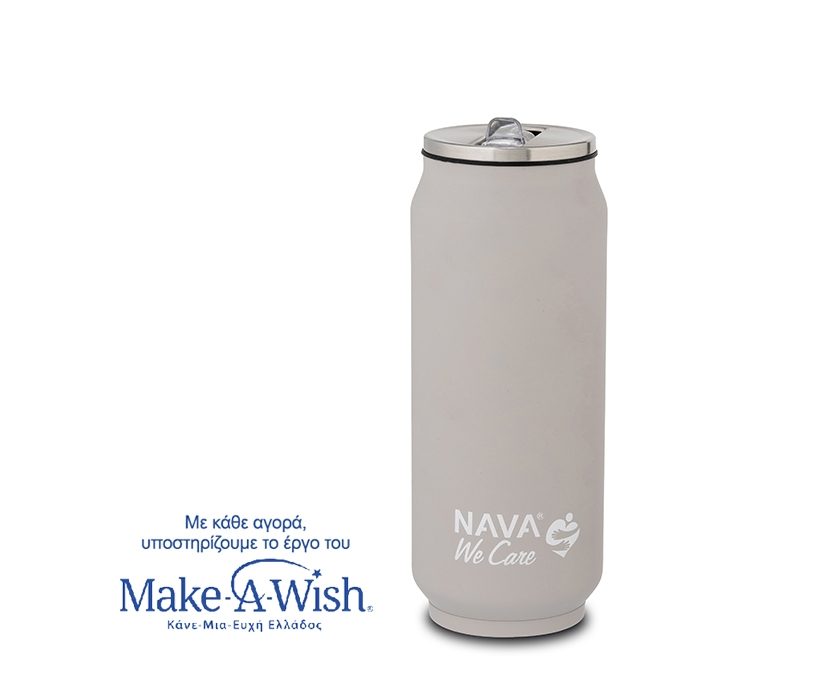 666188f6-d3d7-ef11-95f6-6045bd97f9d6 Θερμός Ποτήρι Με Καλαμάκι Σιλικόνης 500ml "We Care" Nava Γκρι 10-016-044 - Image 1