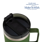 Θερμός ποτήρι ανοξείδωτο με πλαστικό καλαμάκι "We Care" πράσινο σκούρο 900ml - Image 4