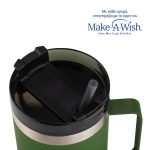 Θερμός ποτήρι ανοξείδωτο με πλαστικό καλαμάκι "We Care" πράσινο σκούρο 900ml - Image 2