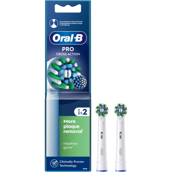 mUPZArmRKEz1MxfMQIM09abrWhlZuyizS9jUYRcU.jpg Oral-B Pro Cross Action Ανταλλακτικά Ηλεκτρικής Οδοντόβουρτσας Λευκό, 2 τεμάχια - Image 1