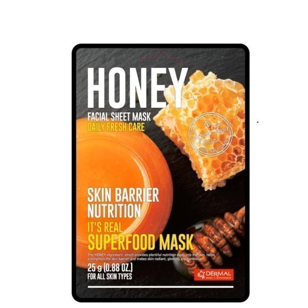 Dermal-Its-Real-Superfood-Mask-Honey-600x600 Dermal Μάσκα Προσώπου Υπερτροφής με Μέλι 213 - Image 1