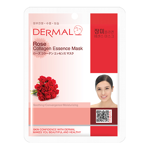 Rose-Collagen-Essence-Mask-1 Dermal Μάσκα Προσώπου με Τριαντάφυλλο και Κολλαγόνο 023 - Image 1